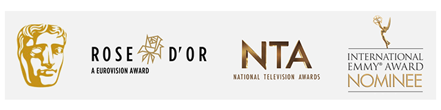Logos for the Rose D'or, National Television Awards, and Emmy Awards