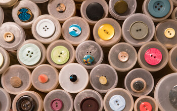 A display of colourful buttons.